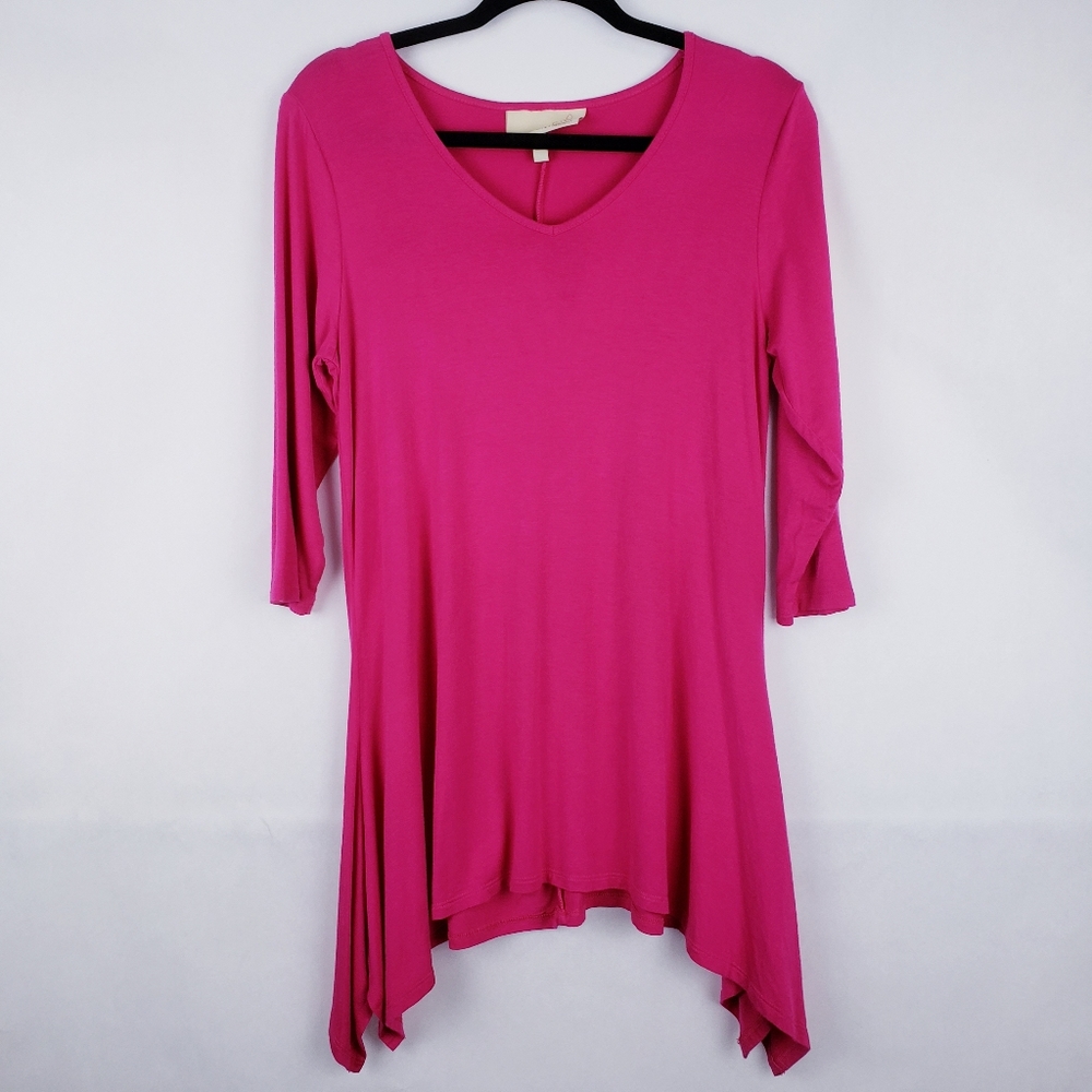 Anthony Originals Womens Tunic Blouse Stretch Pink Size Medium